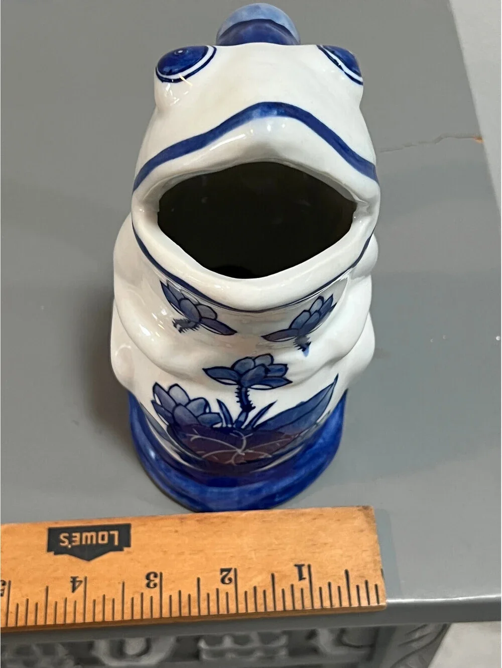 Blue & White Chinoiserie Frog Pitcher